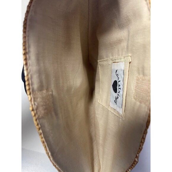 Handwoven Straw Daisy Purse With Adjustable Navy Ribbon Straps & Inner Fabric Li - Picture 4 of 4